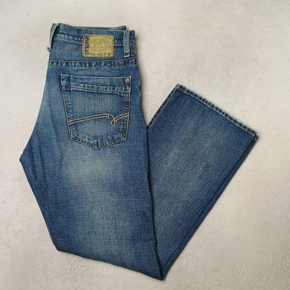 Mavi Jeans Mens 34x32 Blue Matt Straight Regular Medium Wide Denim 5-Pocket Logo